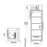 Холодильный шкаф универсальный с металлической дверью CV105-S, 697*1960*620 мм, Т = -5...+5 С, Внутренний объем 500 л. Верхнее расположение агрегата. Электрическая оттайка