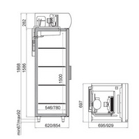 Холодильный шкаф со стеклянной дверью DM107-S, 697*1960*854 мм, Т = +1…+12 С, Внутренний объем 700 л. Внутренний объем 700 л , верхнее расположение агрегата