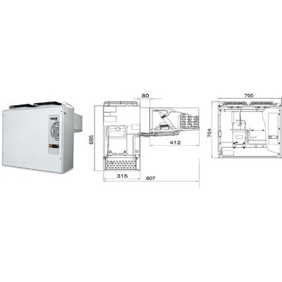 Моноблок MB 216 SF, объём камеры 9,8 – 21,1 м3, рабочий диапазон -20 … -15 ° С, 380В