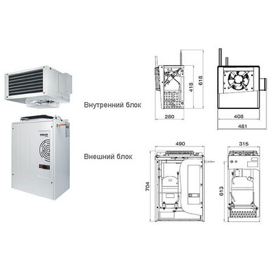 Сплит-система SM 109 SF, объём камеры 2,8 – 8,9 м3, рабочий диапазон -5 … +10 ° С, 220В