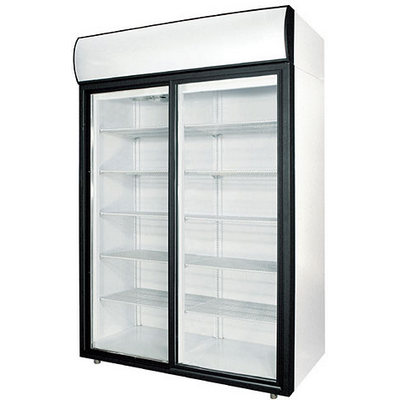 Холодильный шкаф со стеклянными дверьми DM110Sd-S, 1402*1960*620 мм, Т = +1…+12 С, Внутренний объем 1000 л , верхнее расположение агрегата,  двери купе