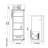 Холодильный шкаф со стеклянными дверьми DM114Sd-S, 1402*1960*854 мм, Т = +1…+12 С, Внутренний объем 1400 л , верхнее расположение агрегата, двери купе