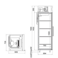 Морозильный шкаф с металлической дверью CВ107-S, 735*1996*884 мм, Т = - 18 С, Внутренний объем 700 л. Верхнее расположение агрегата.Электрическая оттайка