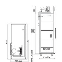 Холодильный шкаф универсальный с металлическими дверьми CV114-S, 1402*1960*854 мм, Т = -5...+5 С, Внутренний объем 1400л. Верхнее расположение агрегата. Электрическая оттайка